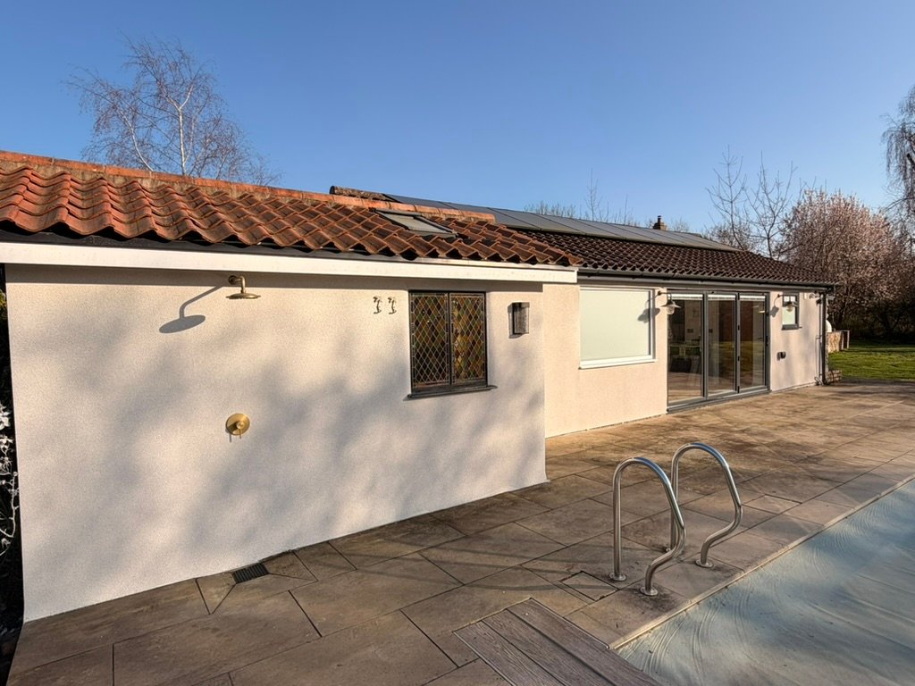 Rendered exterior project beside pool area