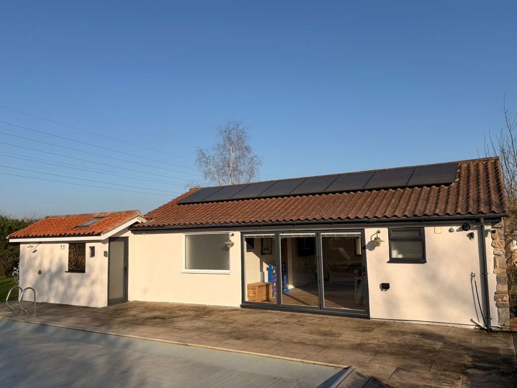 Second view of rendered exterior project with patio doors